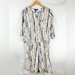 ELLEN TRACY Linen‎ Blend Wide Leg Crop Matching Set Size Medium Tie Dye Stripe